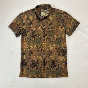 Warrior Flecktarn Modern German Camo Tactical Button Up Shirt Camouflage Sz S
